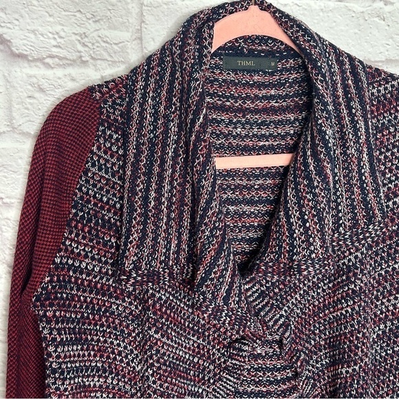 THML Colorblock Red, Navy, & White Draped Front Cardigan - Picture 9 of 12